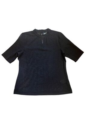 MAEVE By Anthropologie Black Mesh Textured Top Stretch Sheer Women's Size Large